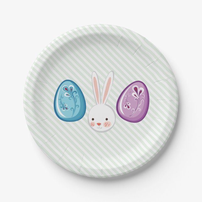 Cute Easter Bunnyy Egg Hunt & Brunch Paper Plates (Front)