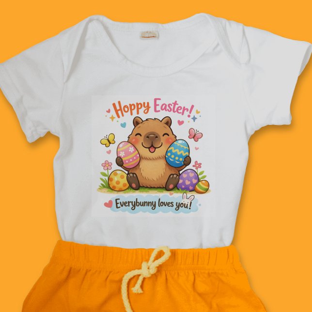 Cute Easter Capybara Eggs Bunny Baby Bodysuit (Creator Uploaded)