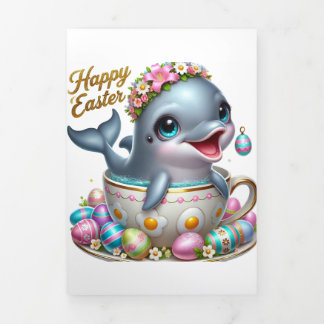 Cute Easter Card With Dolphin