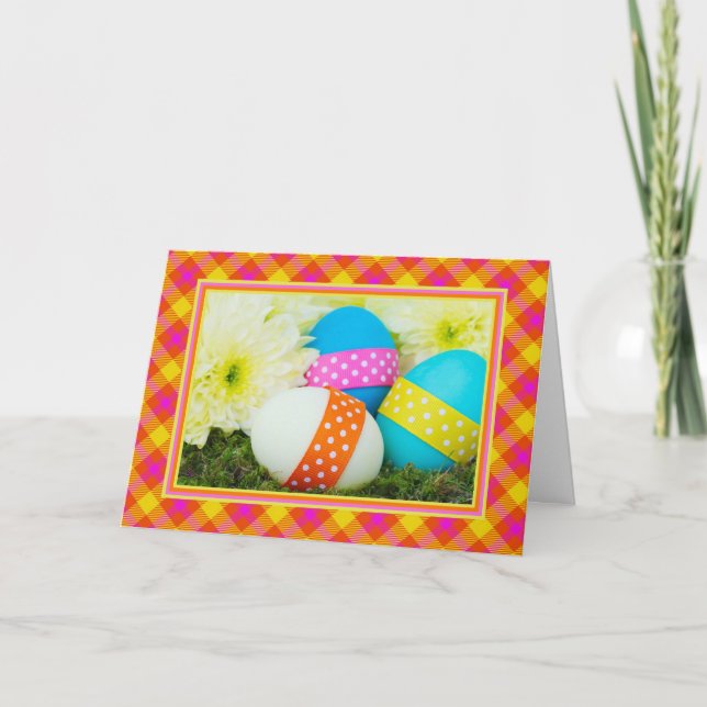 Cute Easter Card With Eggs and Flowers (Front)