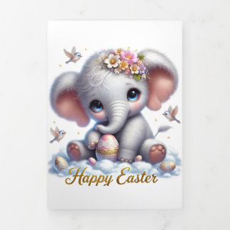 Cute Easter Card With Elephant 