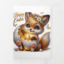 Cute Easter Card With Fox