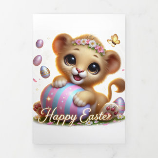 Cute Easter Card With Lion Cub