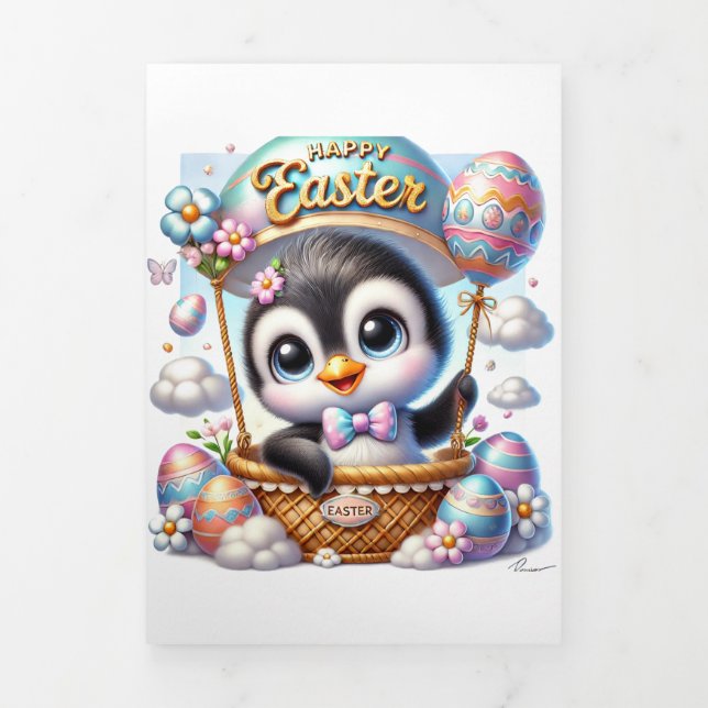 Cute Easter Card With Penguin (Cover)