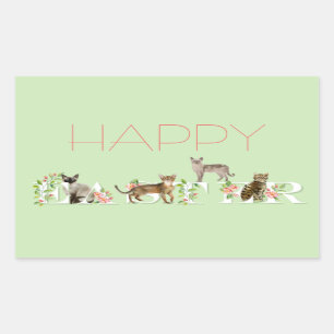Cute Easter Cat Banner Happy Easter Sticker