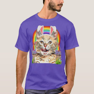 Cute Easter Cat Bunny Egg Hunt Rainbow Cat Lovers  T-Shirt