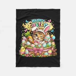 Cute Easter Cat Bunny Funny Kitten Spring Gift Fleece Blanket