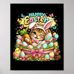 Cute Easter Cat Bunny Funny Kitten Spring Gift Poster