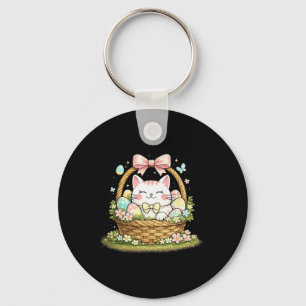 Cute Easter Cat Sket Cats Lover White Kitten  Key Ring