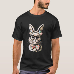Cute Easter Cat With Bunny Ears And Glasses T-Shirt