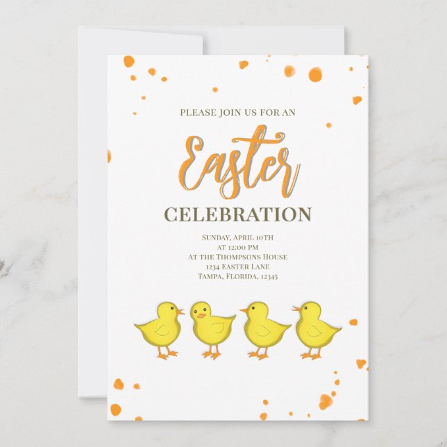 Cute Easter Celebration Chicks Custom Holiday Card (Front)