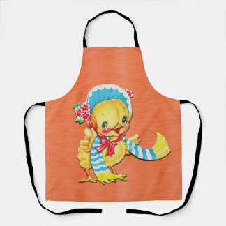 Cute Easter Chic on Orange Baking Kitchen Apron