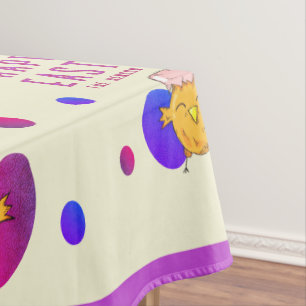 Cute Easter Chick and Eggs Happy Easter Holiday Tablecloth