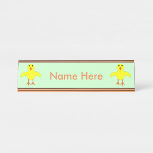 Cute Easter Chick Custom Desk Name Plate