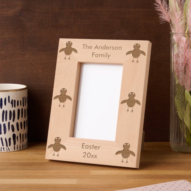 Cute Easter Chick Custom Family Name Etched Frames (Left)