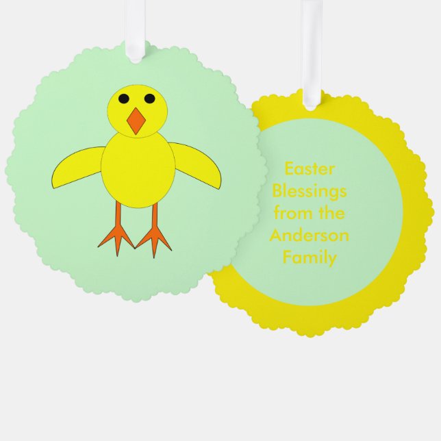 Cute Easter Chick Custom Tree Decoration Card (Front/Back)