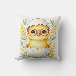Cute Easter Chick Glasses Mimosa Bloom Cushion