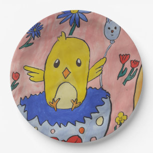 Cute Easter Chick Paper Plates