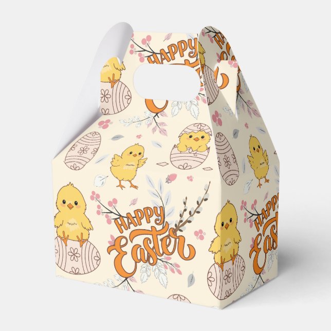 Cute Easter Chick Pattern Favour Box (Front Side)