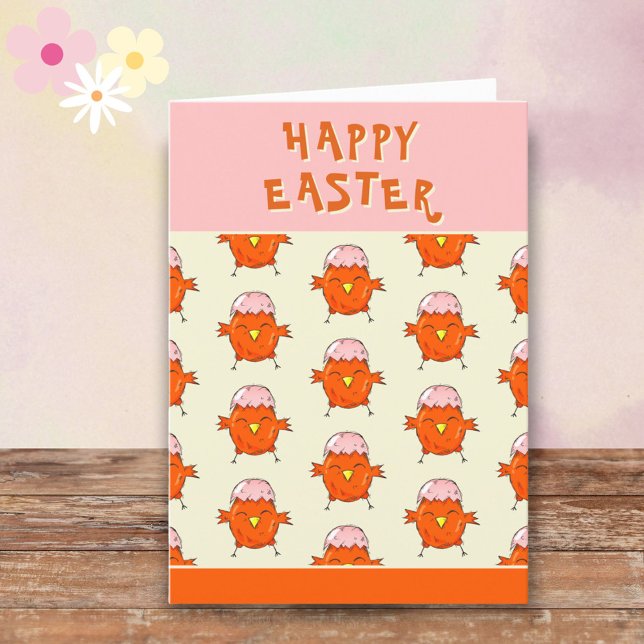 Cute Easter Chick with Eggshell Happy Easter Holiday Card (Creator Uploaded)