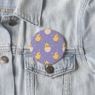 Cute Easter Chick with Pink Bow Seamless Pattern 7.5 Cm Round Badge