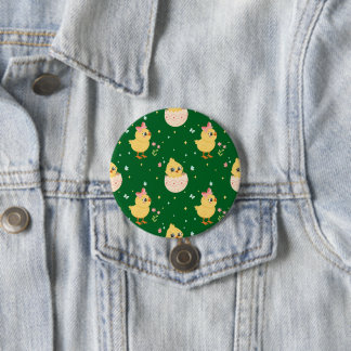 Cute Easter Chick with Pink Bow Seamless Pattern  7.5 Cm Round Badge