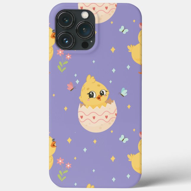 Cute Easter Chick with Pink Bow Seamless Pattern  Case-Mate iPhone Case (Back)
