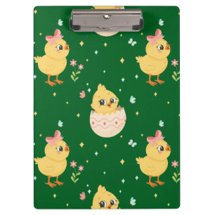 Cute Easter Chick with Pink Bow Seamless Pattern Clipboard