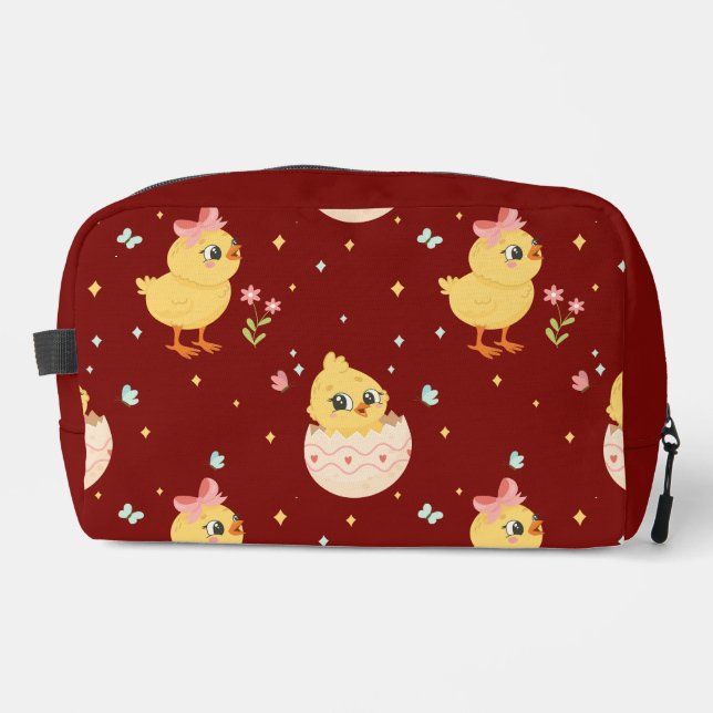 Cute Easter Chick with Pink Bow Seamless Pattern  Dopp Kit (Front)
