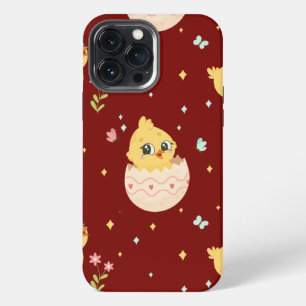 Cute Easter Chick with Pink Bow Seamless Pattern iPhone 13 Pro Max Case