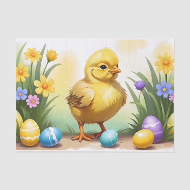 Cute Easter Chicken 1, Easter Tissue Paper (Front)