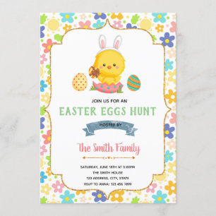 Cute easter chicken party invitation