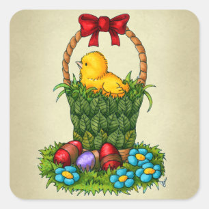 Cute Easter Chicken Square Sticker