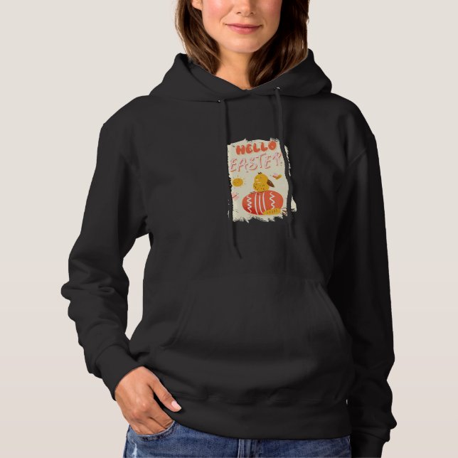 Cute Easter Chicken With Easter Egg Hello Easter Hoodie (Front)
