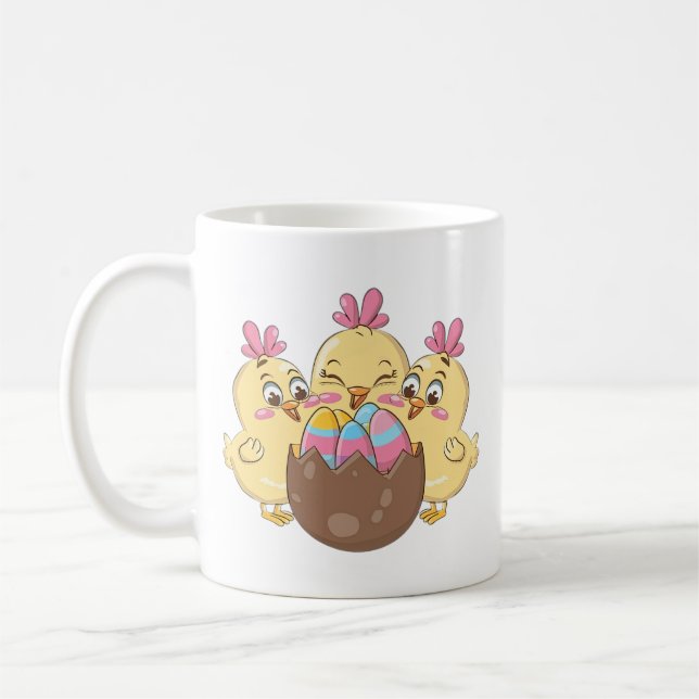 Cute Easter Chickens with Egg Coffee Mug (Left)