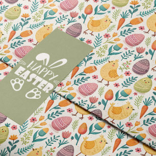 Cute Easter Chicks and Colourful Eggs Pattern Wrapping Paper