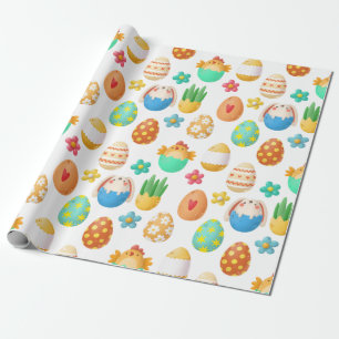 Cute Easter Chicks, Bunnies, and Eggs Wrapping Paper