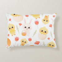 Cute Easter Chicks & Bunnies Seamless Pattern 