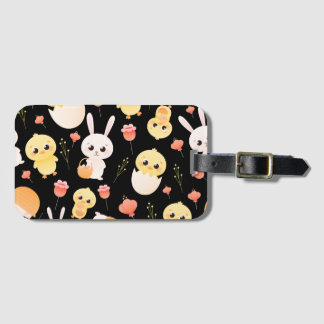 Cute Easter Chicks & Bunnies Seamless Pattern Luggage Tag