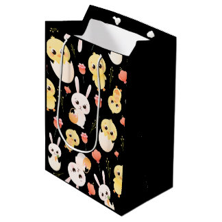 Cute Easter Chicks & Bunnies Seamless Pattern Medium Gift Bag