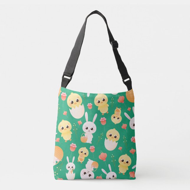 Cute Easter Chicks & Bunnies Seamless Pattern  Orn Crossbody Bag (Front)