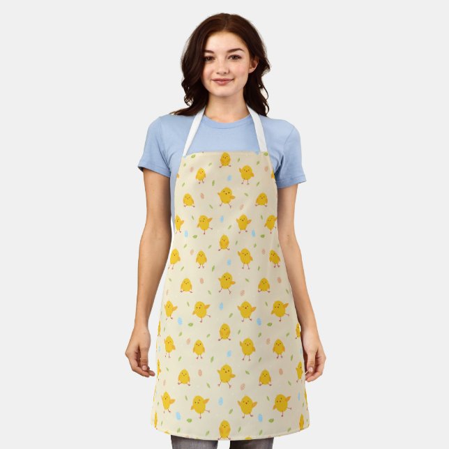 Cute Easter Chicks Pattern Apron (Worn)