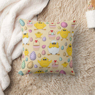 Cute Easter Chicks Pattern Cushion