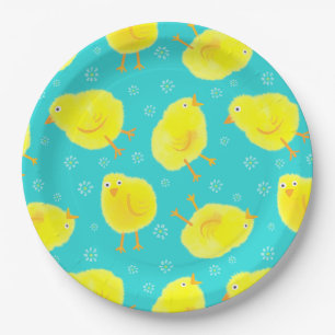 Cute Easter Chicks Pattern Paper Plate