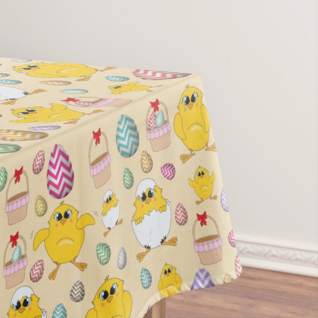 Cute Easter Chicks Pattern Tablecloth (In Situ)