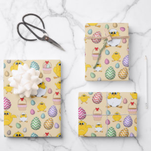 Cute Easter Chicks Pattern Wrapping Paper Sheet