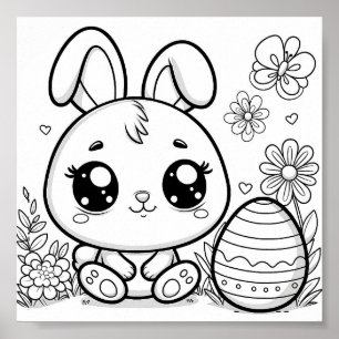 Cute Easter Colouring Pages For Kids Poster