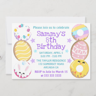 Cute Easter Cookies & Cakes Birthday Party Invitation