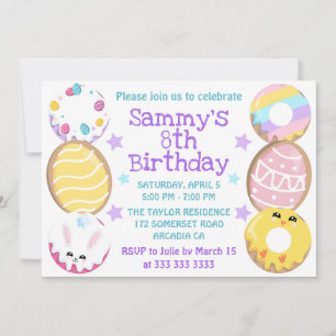 Cute Easter Cookies & Cakes Birthday Party Invitation