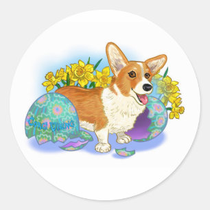 Cute Easter Corgi Classic Round Sticker